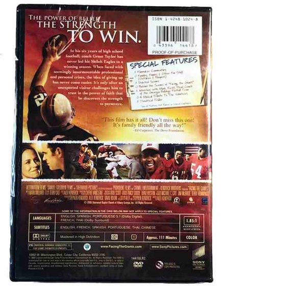 Facing The Giants New DVD c. 2007 Christian Movie Football Anamorphic Widescreen - Picture 9 of 16